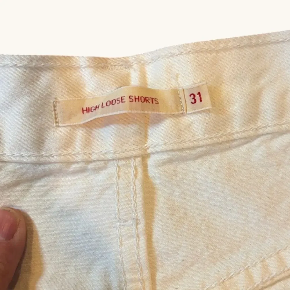 LEVI'S Women's Denim Shorts Size 31 White High Loose Wide Leg Jean